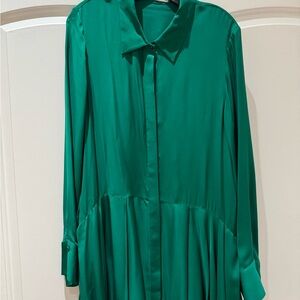 Alice + Olivia Green Long Sleeve Shirt Dress